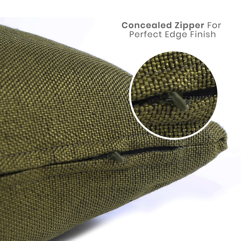 Yellow Weaves Jute Texture Cushion Covers, 12 X 12 Inches, Olive Green, Set of 2