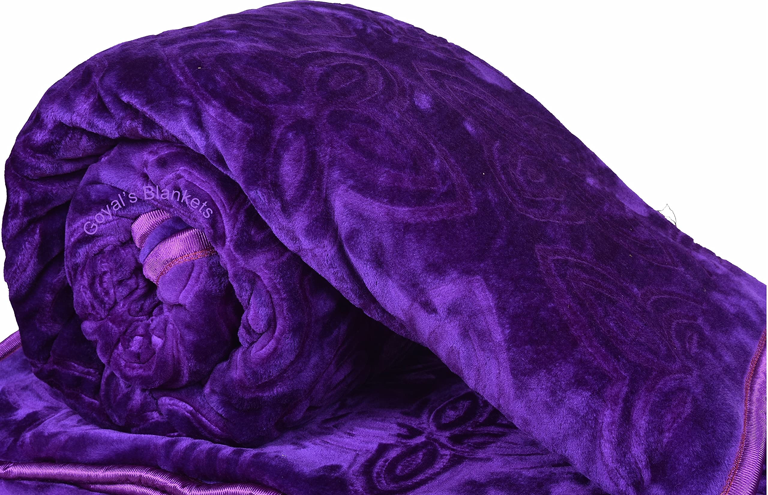 Goyal's Super Soft Mink Double Bed Blanket 500 TC, 87 X 85 Size - Purple Kafalo