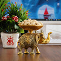 KridayKraft Metal Elephant Dry Fruit Bowl Showpiece Gold Polish for Your Home,Office Table Decorative,Elephant Showpiece Bowl for Gift,Animal Figurines