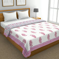 BLOCKS OF INDIA 100% Cotton Dohar King Size Reversible Hand Block Printed Malmal Summer Dohar/Blanket (Multicolor Mughal Pink) Kafalo