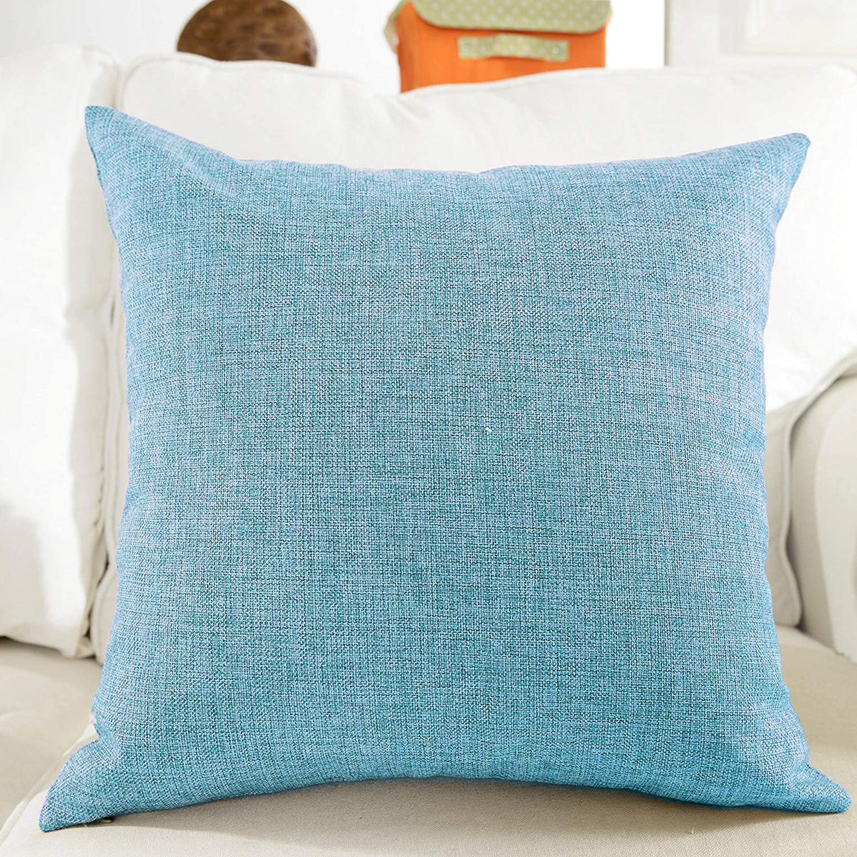 Khooti Jute Cushion Cover | 22 x 22 Inches / 55 x 55 cm | Teal Green | Set of 2 | Throw Pillow Cover for Couches, Chairs, Sofas, Beds, Coffee Tables, Living Rooms, Bedrooms, Modern Boho Design -50 TC