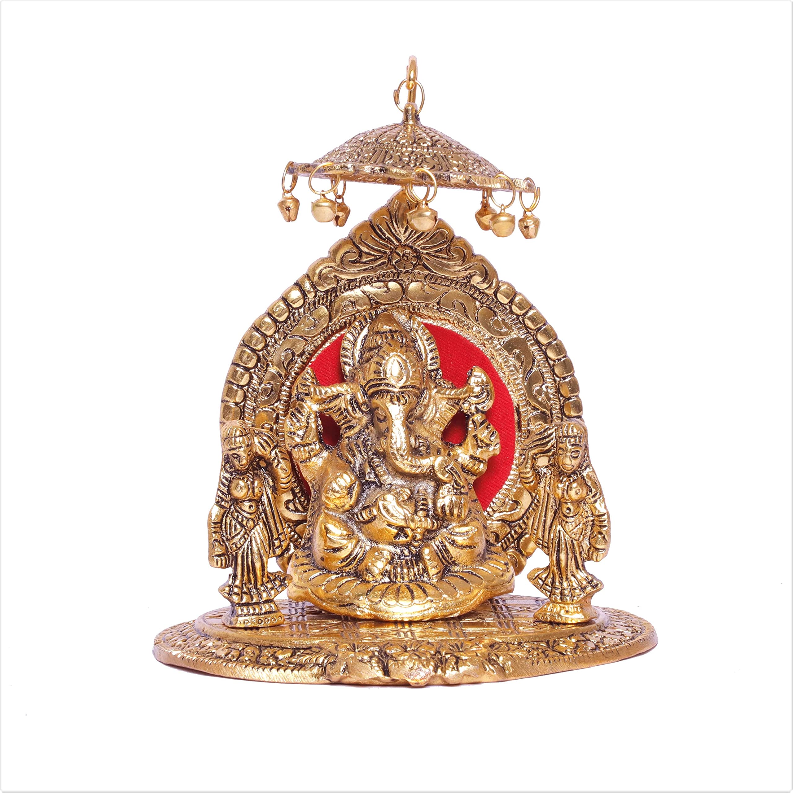 KridayKraft Riddhi Shiddhi Ganesha Metal Statue for Temple Pooja,Ganesh Murti Decorative Your Home,Office & Religious Gift Article,Ganpati Bappa Sculpture,Religious idol,Sowpiece Figurine,Gift Article...