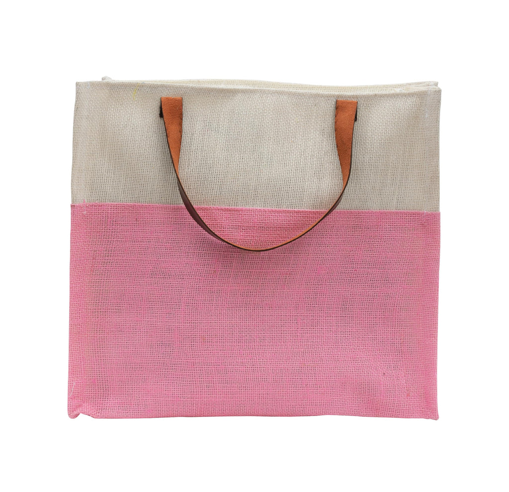 JUTEKA Stylish, Baby Pink,Durable, Multipurpose Hand Bag for Lunch, Shopping, Eco Friendly Jute Bag with Leather Handles……