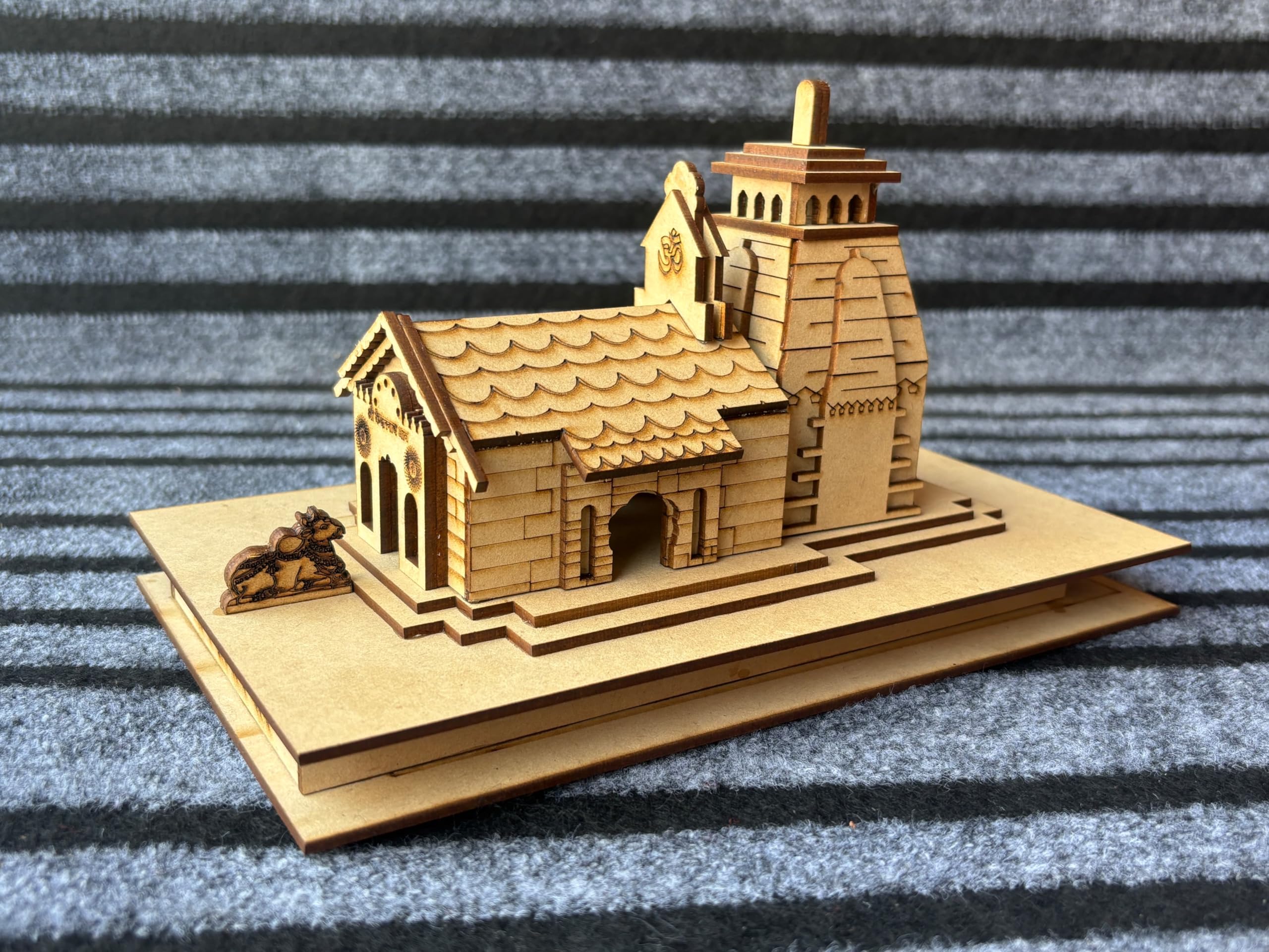 kedarnath Wooden Temple Model, Kedarnath Dham Design, 3D Cutting, Traditional Indian Religious Decor