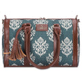 THE CLOWNFISH Lorna Printed Handicraft Fabric Handbag for Women Office Bag Ladies Shoulder Bag Tote for Women College Girls (Bottle Green)