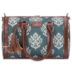 THE CLOWNFISH Lorna Printed Handicraft Fabric Handbag for Women Office Bag Ladies Shoulder Bag Tote for Women College Girls (Bottle Green)
