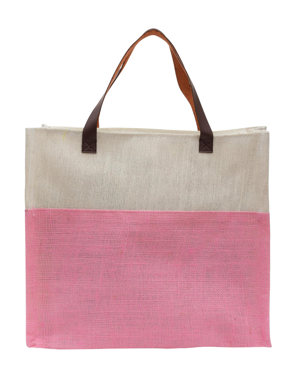 JUTEKA Stylish, Baby Pink,Durable, Multipurpose Hand Bag for Lunch, Shopping, Eco Friendly Jute Bag with Leather Handles……