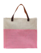 JUTEKA Stylish, Baby Pink,Durable, Multipurpose Hand Bag for Lunch, Shopping, Eco Friendly Jute Bag with Leather Handles……