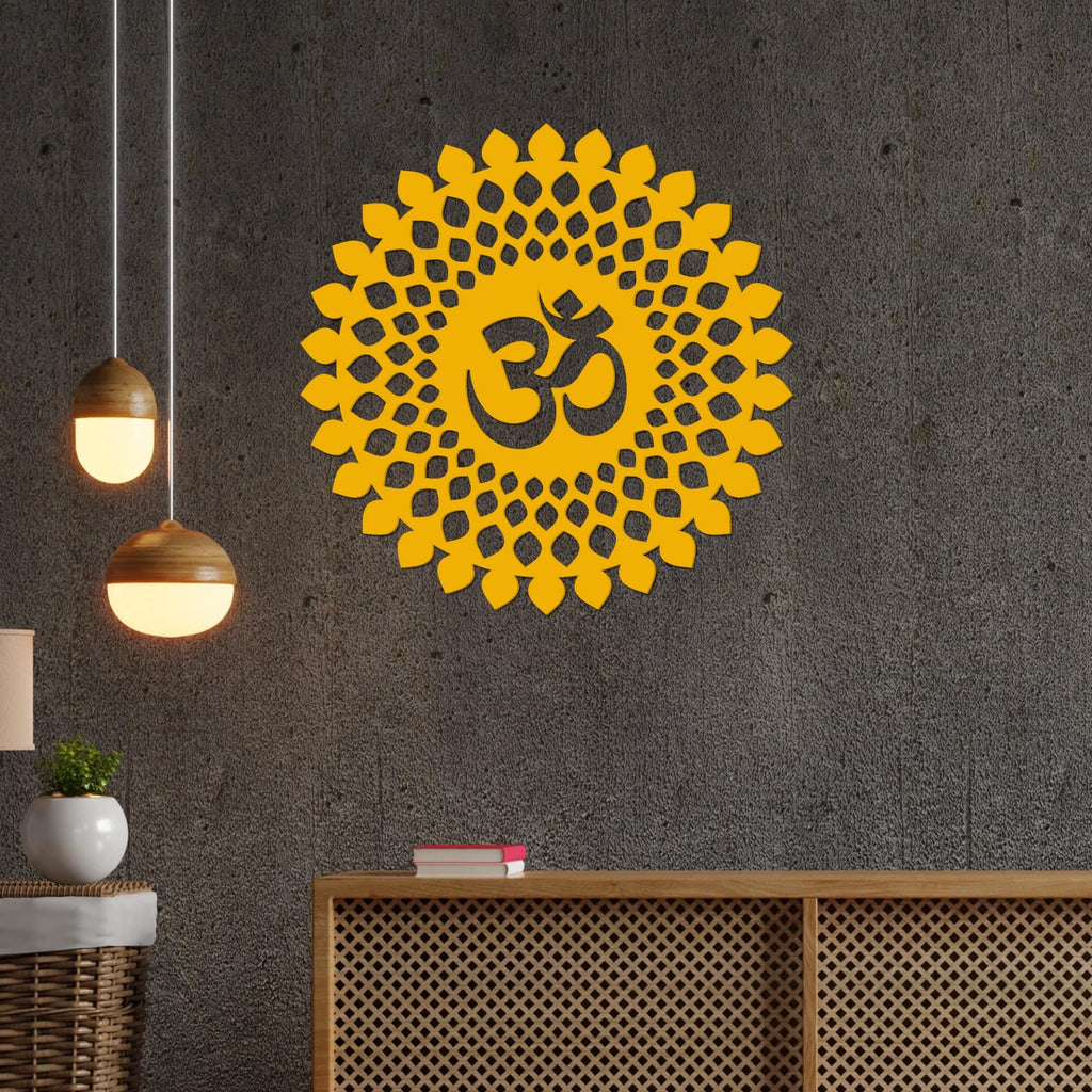 VibeCrafts Om Mandala Pattern MDF Wooden Wall Hanger for Home Decor|Office|Gift (WHVC1Pcs1_50001)
