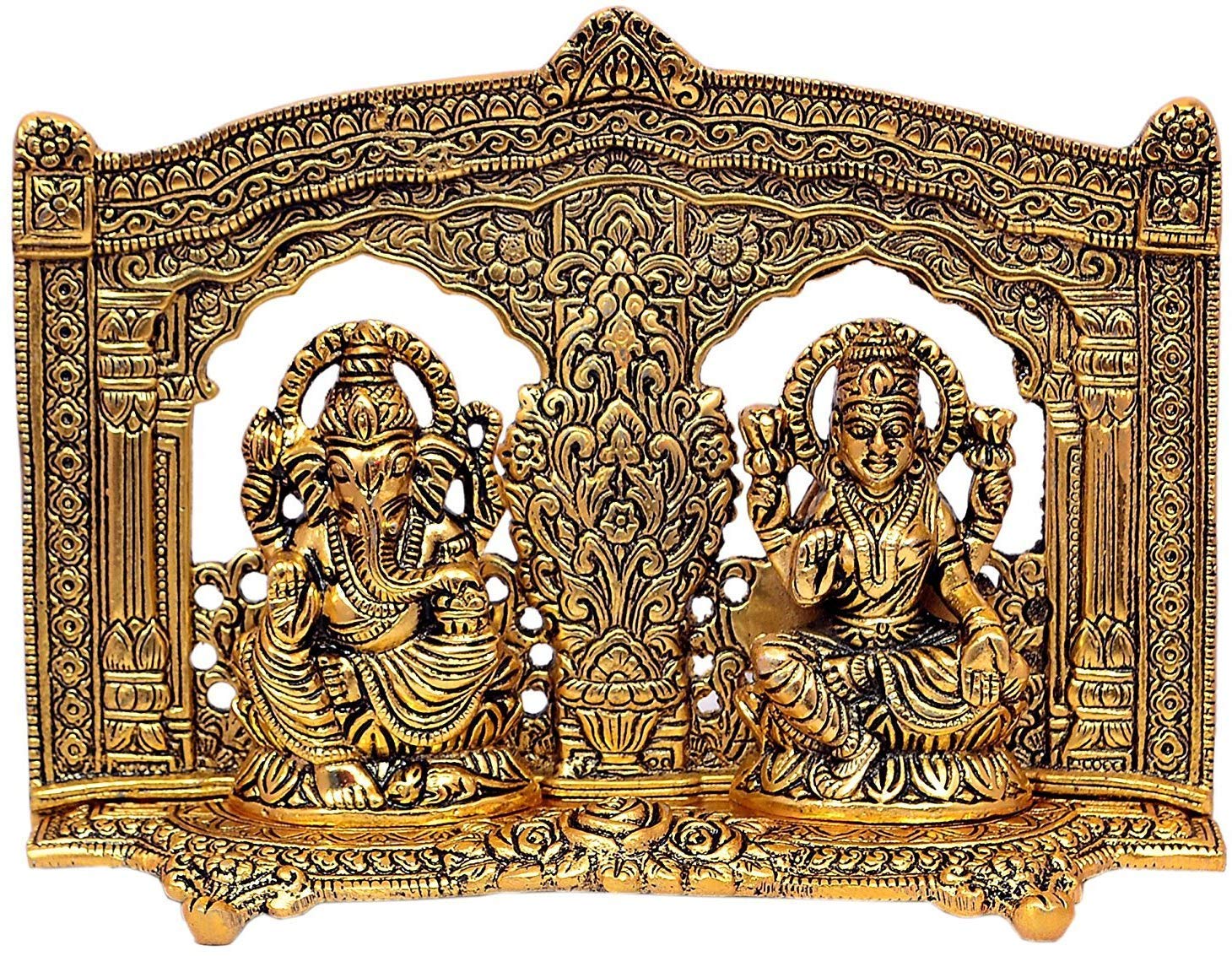 Kridaykraft Metal Laxmi Ganesh Idol Showpiece - Metal Lakshmi Ganesh Statue Diwali Home Decoration Items Lakshmi Ganesh for Diwali puja