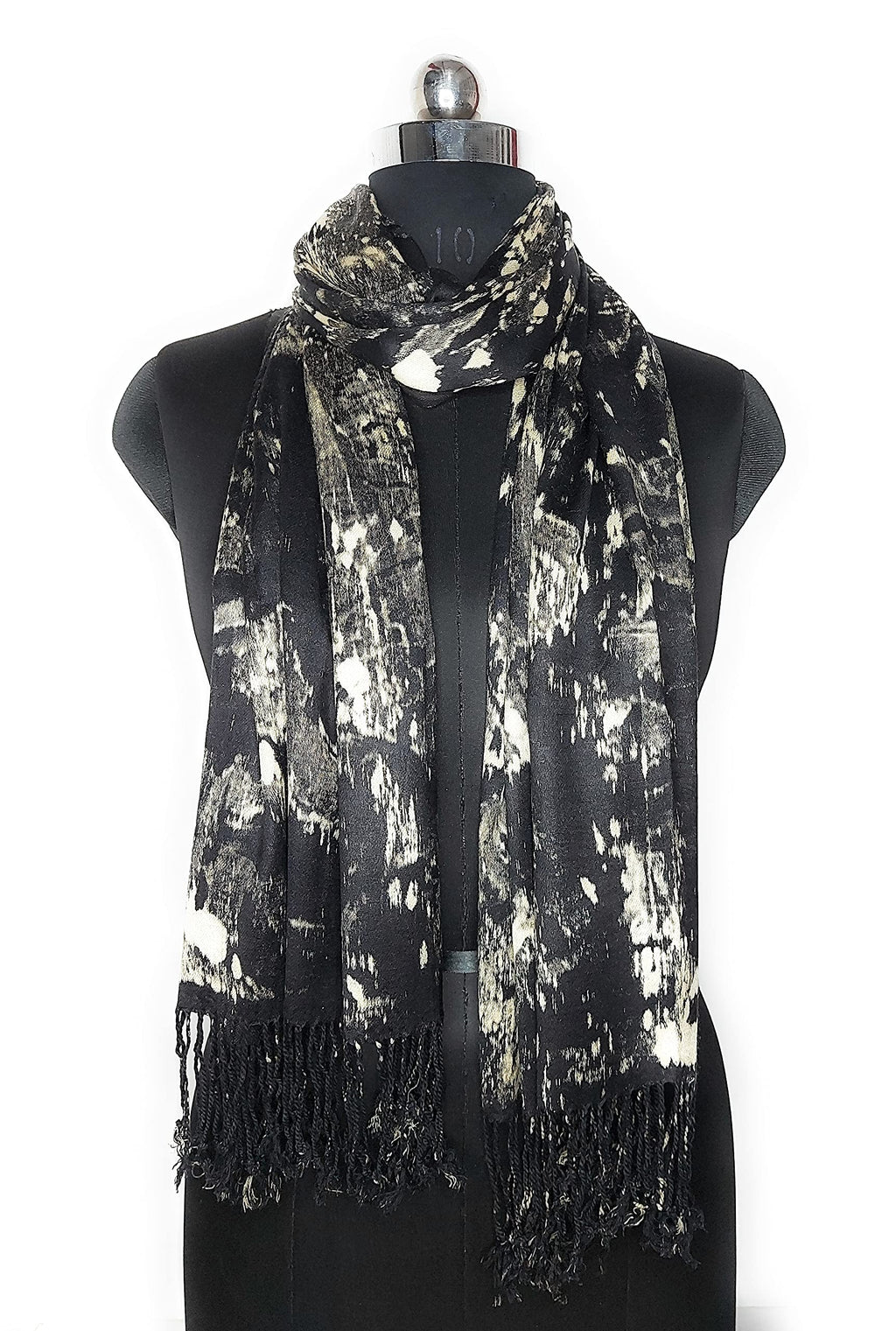 Chandwasia Viscose Satin Finish Scarf Stole | Soft Lightweight Designer Accessory for Men and Women | Summer Collection | Black