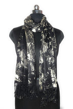 Chandwasia Viscose Satin Finish Scarf Stole | Soft Lightweight Designer Accessory for Men and Women | Summer Collection | Black