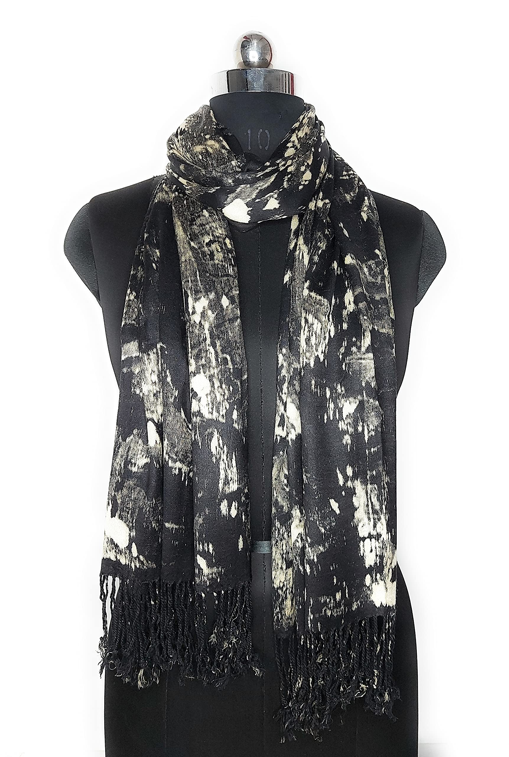 Chandwasia Viscose Satin Finish Scarf Stole | Soft Lightweight Designer Accessory for Men and Women | Summer Collection | Black