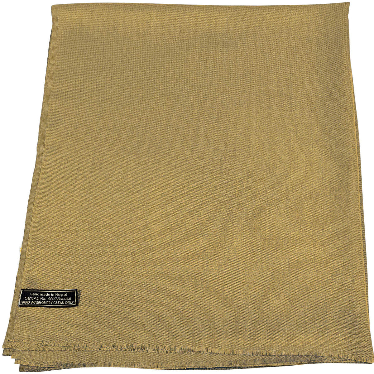CJ Apparel Gold Brown Solid Color Fringe Design Nepalese Shawl Scarf Wrap Stole Throw Head Wrap Pashmina Hand Made in Nepal New