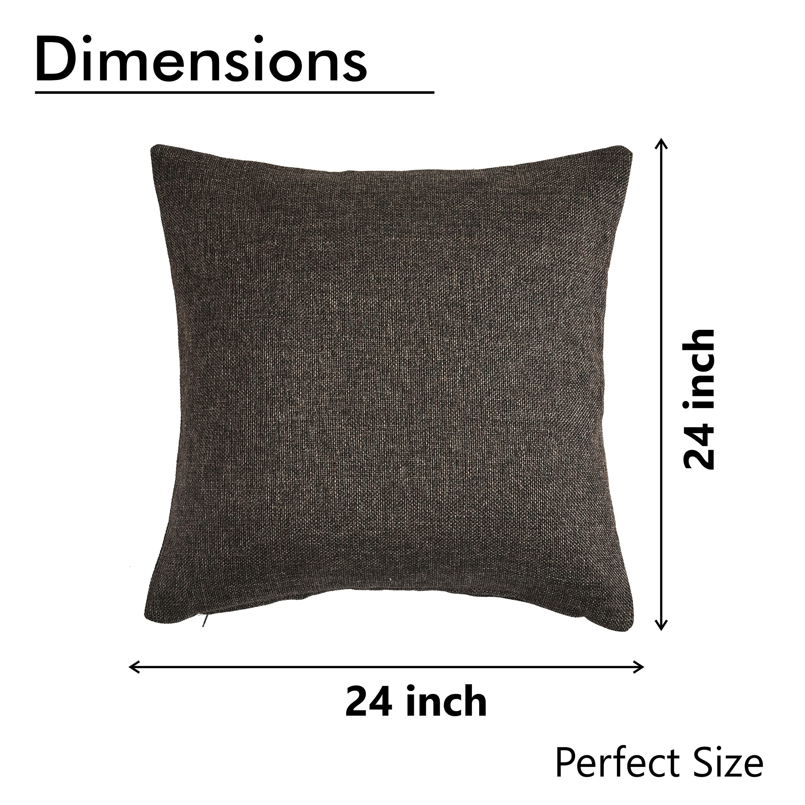 Yellow Weaves Jute Texture Cushion Covers, 24 X 24 Inches, Brown, 1 Piece-250 TC