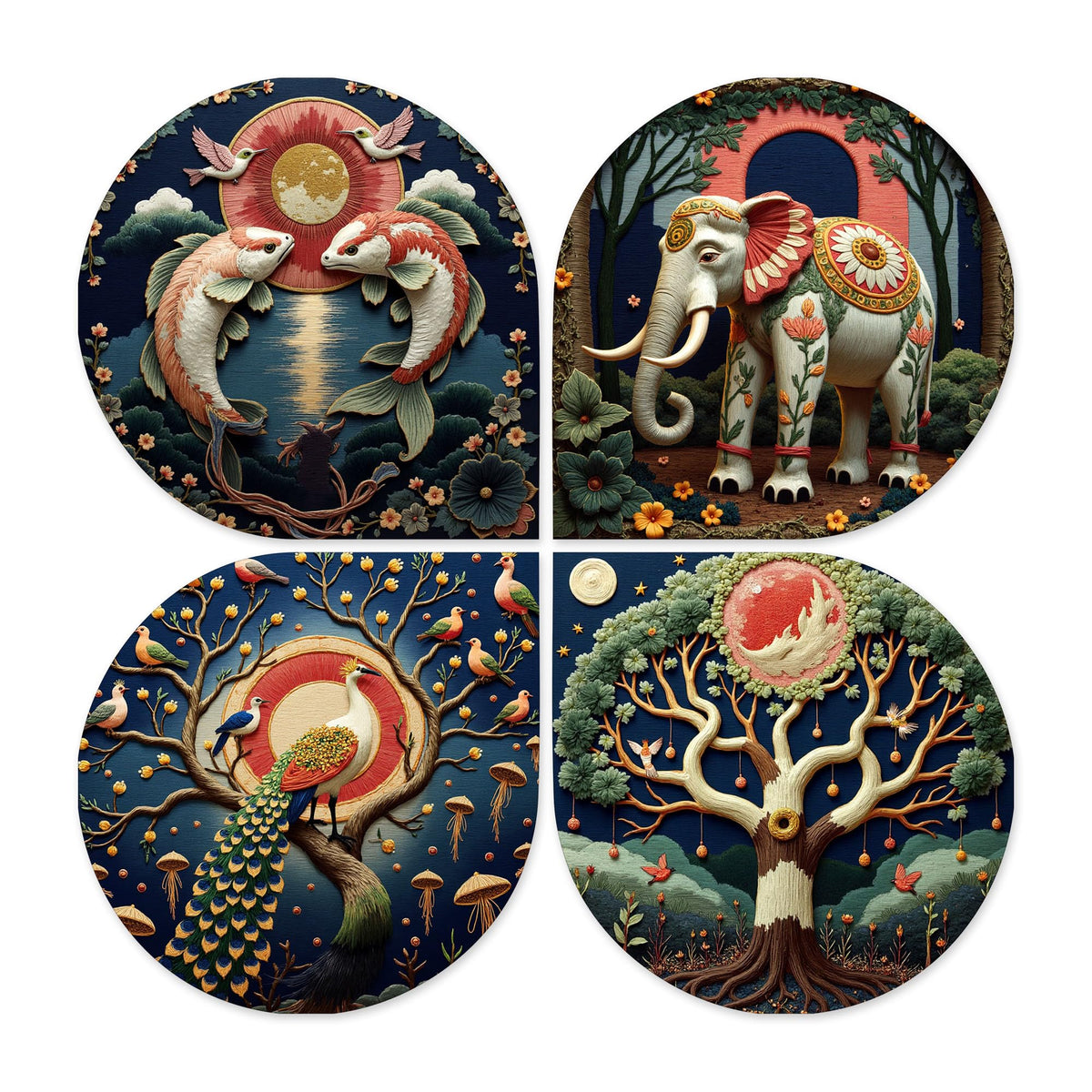 Artvibes Modern Art Wild Life Decorative MDF Wooden Wall Art for Home | Room Decoration | Handcrafted Art | Wall Sculpture | Wall Illustrations | Handcrafted Art | Gift Items (WH_8427N), Set of 4