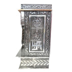 Balveer Enterprises Pooja Mandir for Home, Handcrafted German Oxidized Temple With Aluminium and Copper Plating - Silver (12 * 6 Inches)