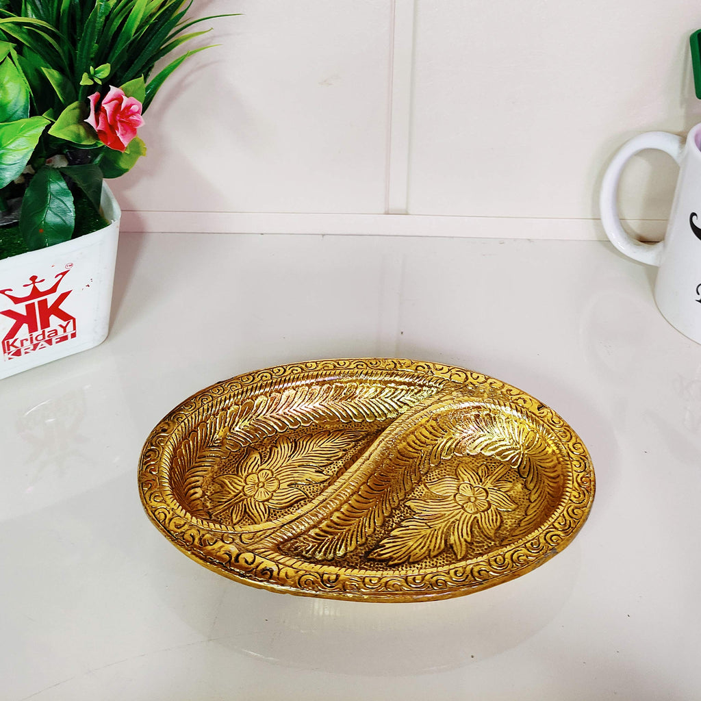 KridayKraft Metal Decorative Tray for Tableware,Dry Fruit Tray,Saunf Supari Candy,Dry Fruit and Sweets Serving Tray in Traditional Design Metal for Table Showpiece Decorative,Mouth Freshner Tray...