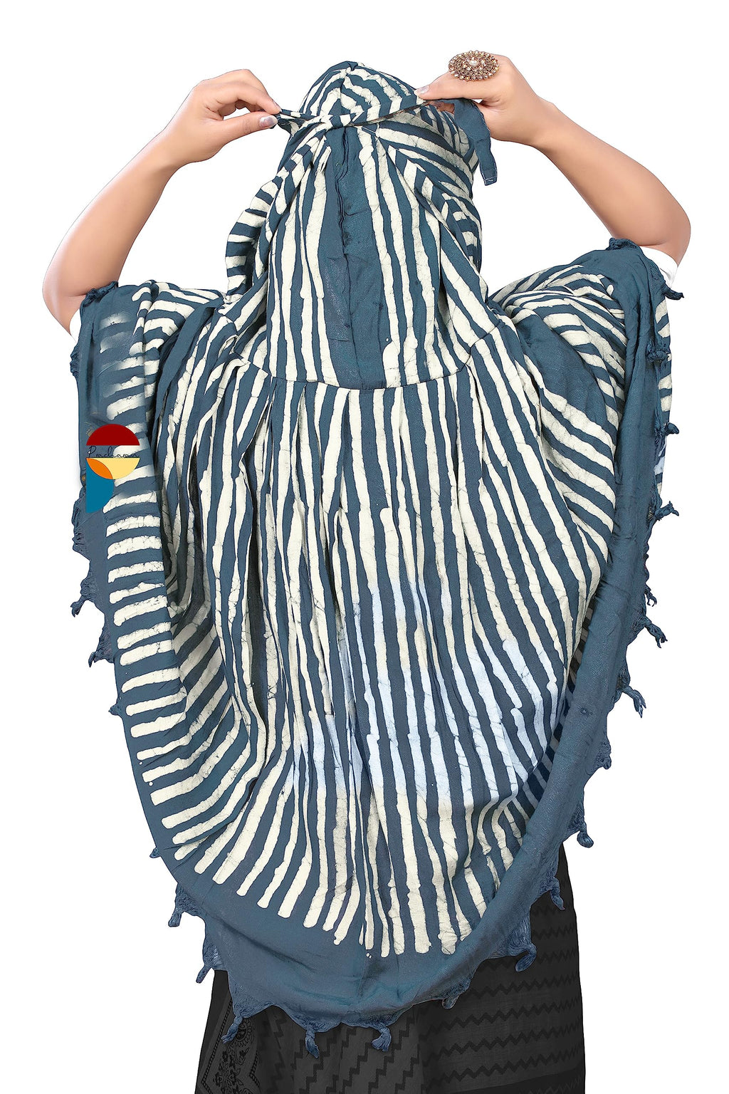PRACHARAN Women Cotton Stylish Hand Printed Scarf, Anti Pollution Full face Scarf With UV Sun Rays Protection scarves for Women, Dust (Grey Batik)