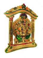 Prince Home Decor Ganesh Ji in mehrav Gold Plated with Multicoloured Meena Works