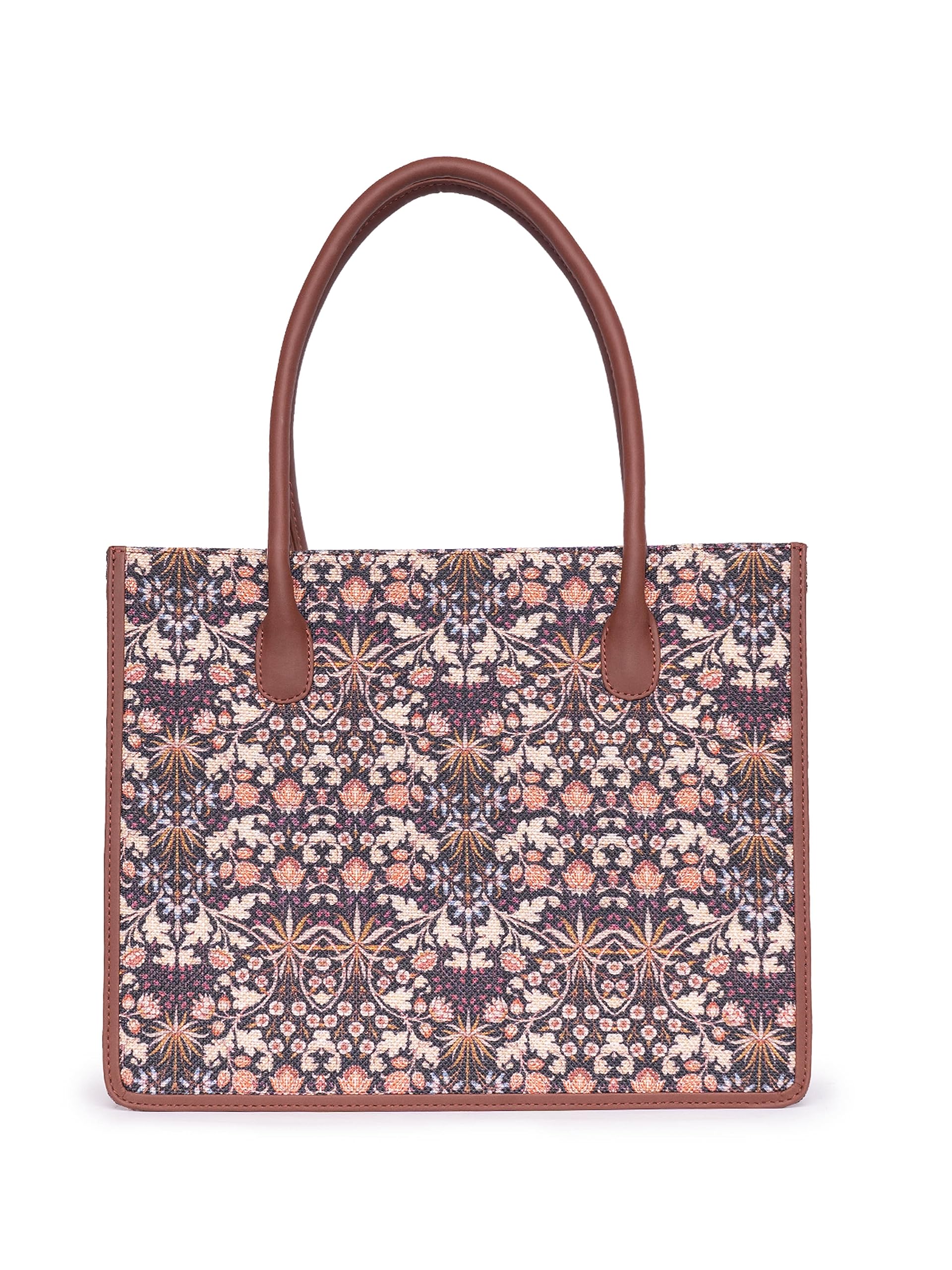 ZOUK Kashmir blooms Floral Printed Jute Handcrafted Multicolor Women's Stylish Tote Bags | Tote Handbag| Shoulder bag with double handle