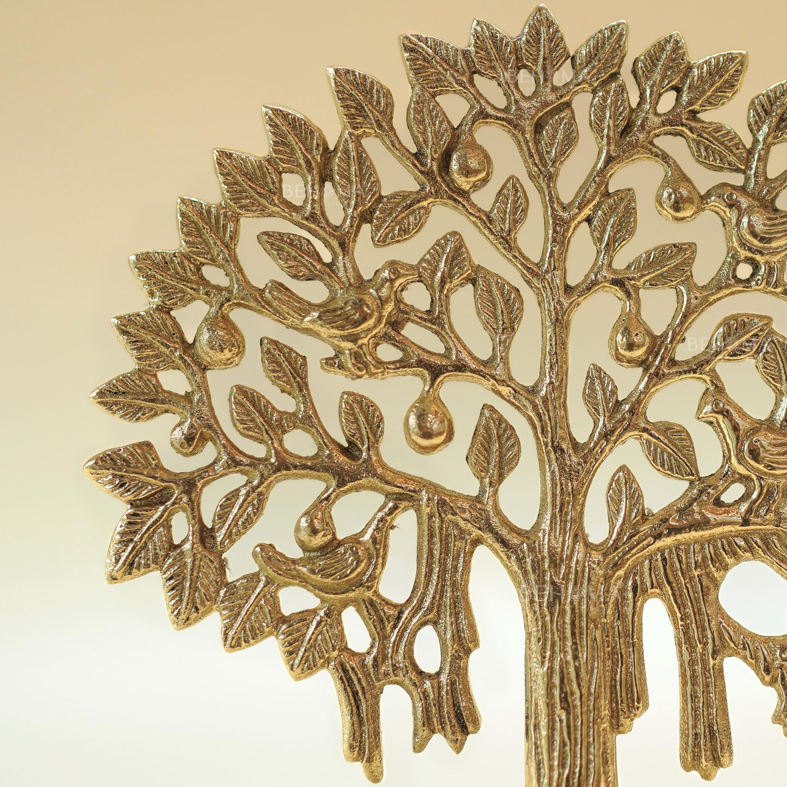 BEHOMA 100% Pure Brass Kalpvriksh Tree with Birds Set - 7 inch