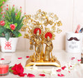 KridayKraft Radha Krishna Standing Playing Flute Under Tree Idol Metal Statue Gold Antique Finish for Pooja & Home,Office Decorative,Radha Krishna Murti Showpiece Figurines
