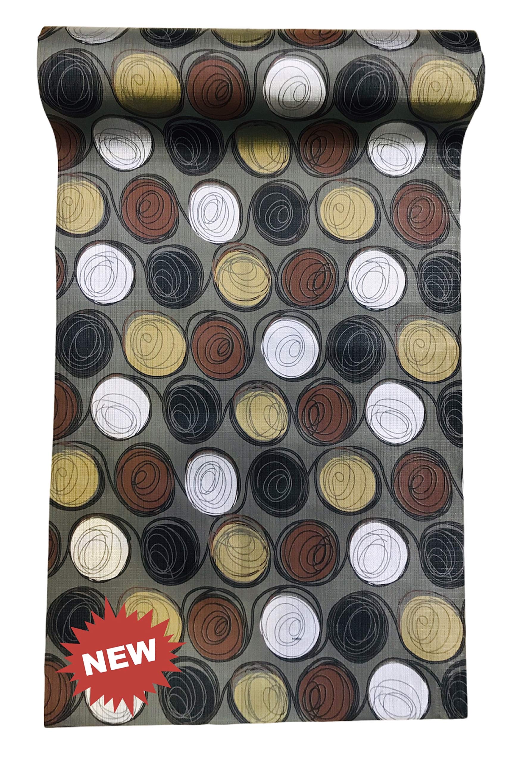 Homerz 10 meter Shelf Liners for Kitchen Shelves, Shelf Liners for cupboards, Shelves Covers Sheets mat roll for Wardrobe, Drawer mats Liners for Kitchen, 100% Waterproof (Grey Circle) Kafalo