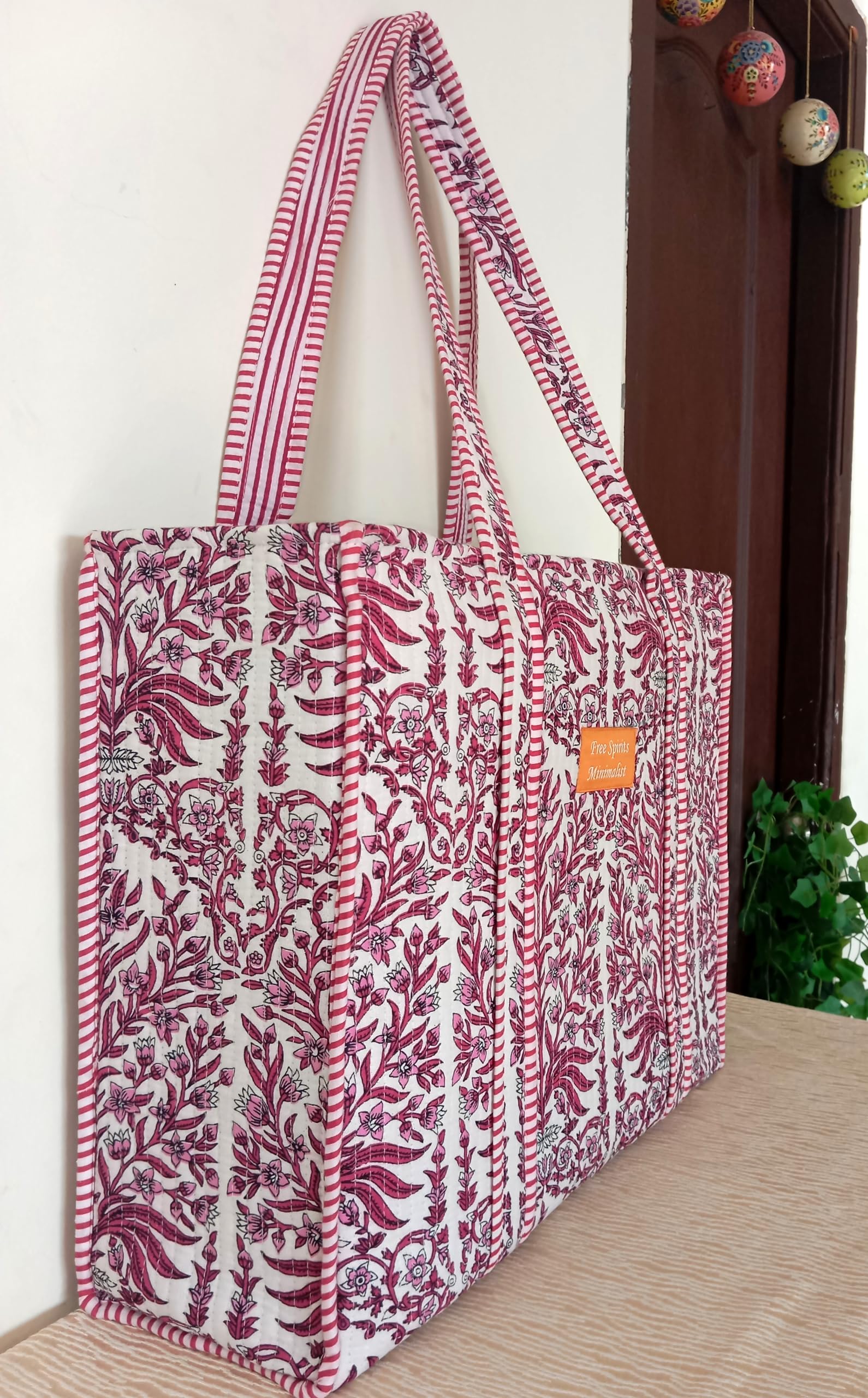 Cotton Tote bag for Women | Shoulder Bag | Durable Shopping bag | Reusable Grocery Bags | Eco friendly Bags| Handmade Cotton Bag | Stylish Quilted handBag |Vegan Tote Bag |Weekend Bag (Purple)