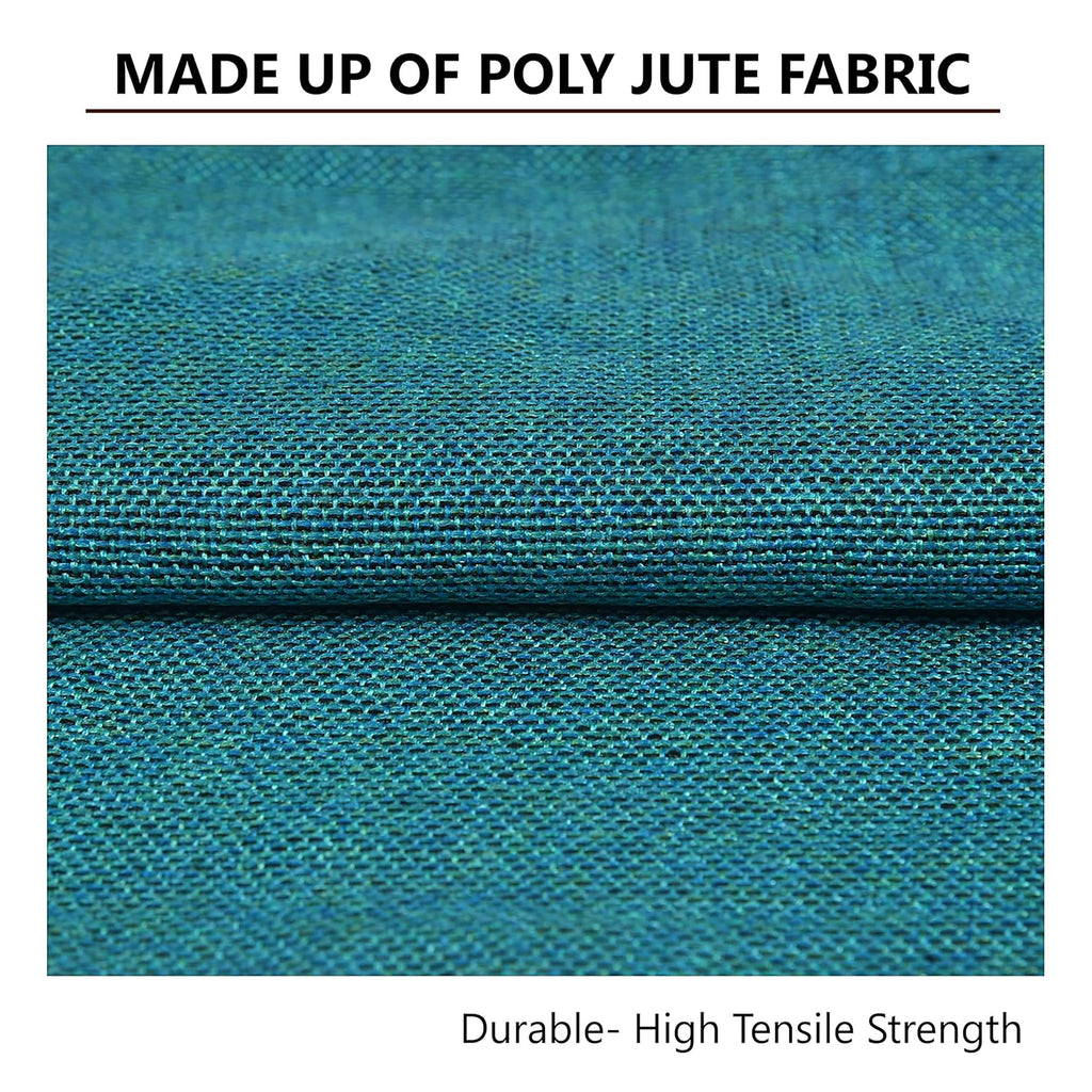 Yellow Weaves Jute Texture 250 TC Cushion Covers, 16 X 16 Inches, Blue, 1 Piece