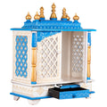 Kamdhenu Art and Craft Wood Home Temple (18 x 12 x 21 inch, White & Blue)