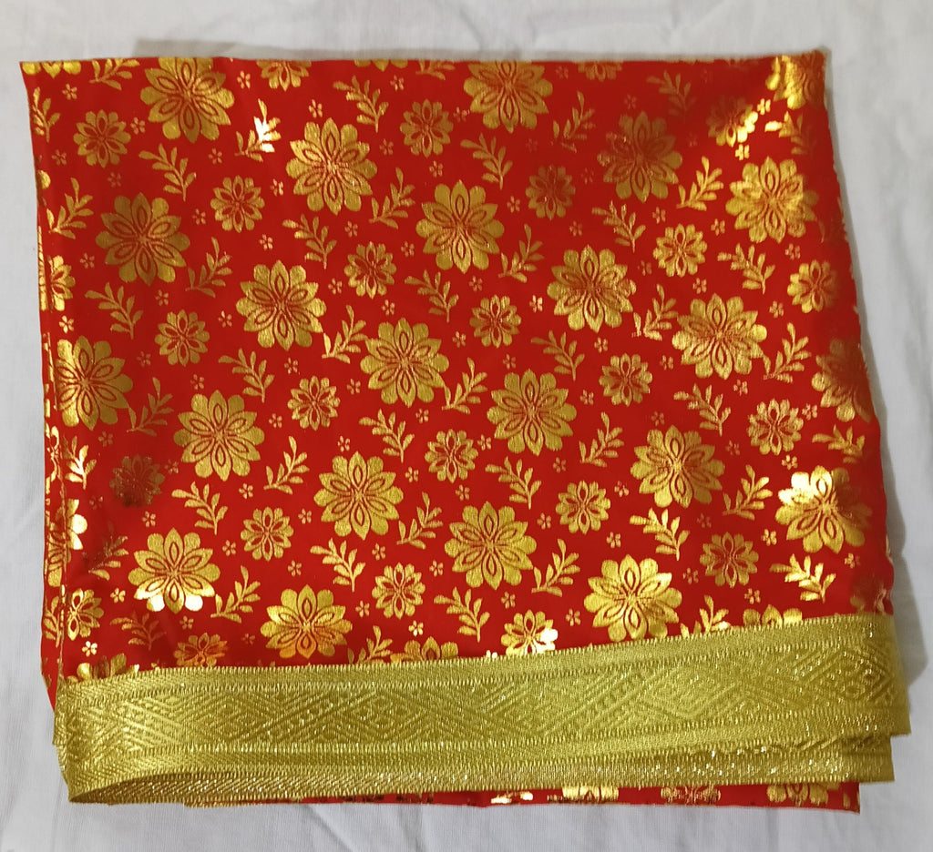 Lakshmi Maa Collection Shirdi Shri Sai's Beautiful dress Shawl/Duppata Pheta Poshak/Dress Set in printed Red work Cloth(3 pec.)