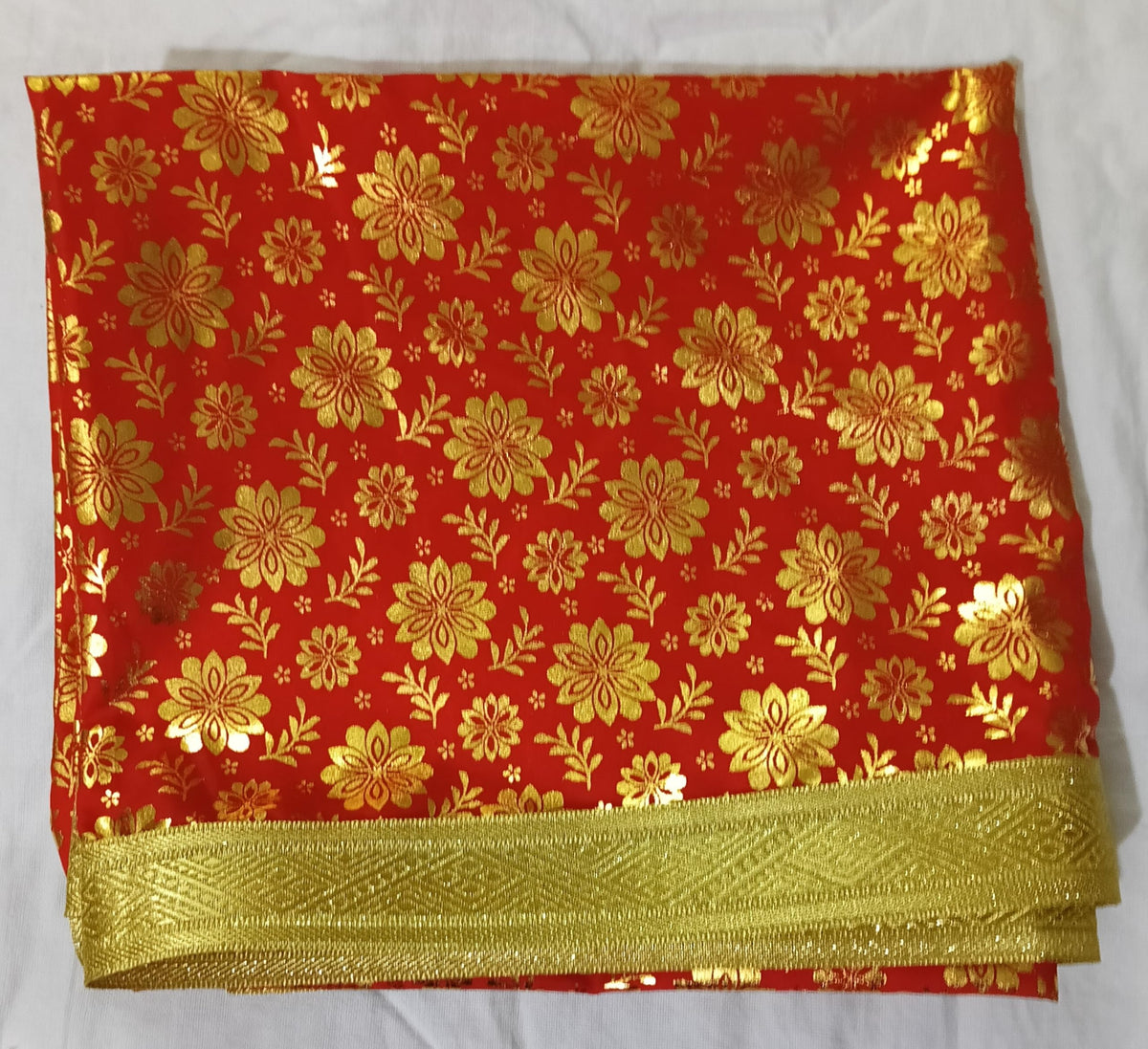 Lakshmi Maa Collection Shirdi Shri Sai's Beautiful dress Shawl/Duppata Pheta Poshak/Dress Set in printed Red work Cloth(3 pec.)