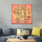 VIBECRAFTS 3 Pieces Beautiful Ganesha Canvas Wall Painting Fitted With Wooden Frame For Home | Office | Living Room | Gifts (PTVC3Pcs1_9555)