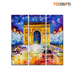 VIBECRAFTS Famous Arc De Trimphe 3 Pieces Canvas Wall Painting Fitted With Wooden Frame For Home | Office | Living Room | Gifts (PTVC3Pcs1_9523)
