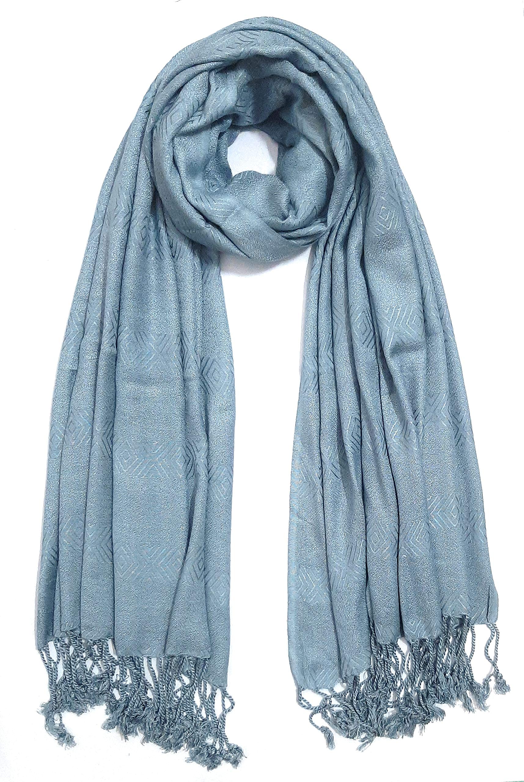 Chandwasia Viscose Scarf Stole & Shawl | Travel Office Casual Styling For Girls Women Men Summer Winter Use | Grey Color | Viscose Fabric | 28x72 Inches | Self Design Sent Randomly
