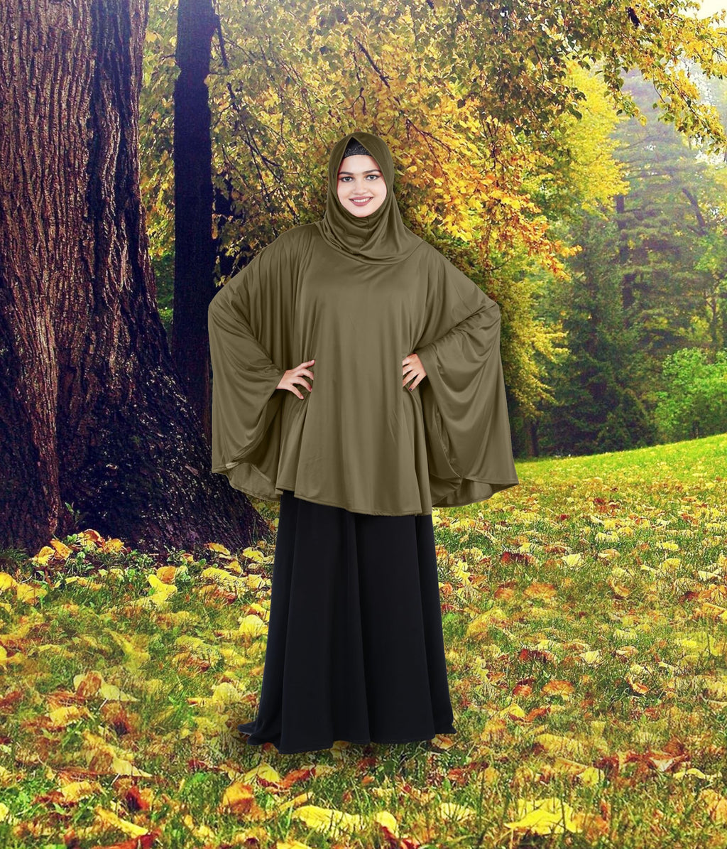 Mehar Hijab's Women's Stylish Hijab Solid Polycotton Feel Good Fabric HANANA Sleeve Hijab Free Size (Olive)