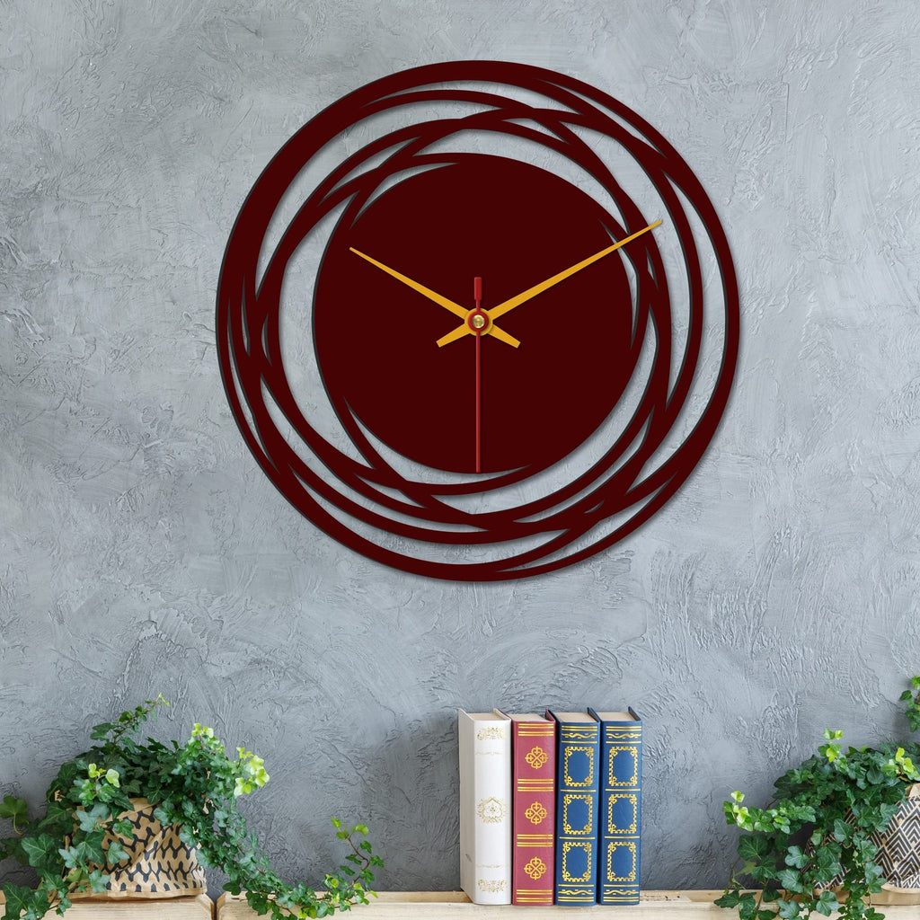 VIBECRAFTS Loops Shape Wooden Wall Clock for Home Decor | Office | Livingroom, Bedroom | Cafes | Gift (WWCVC1Pcs_10012)