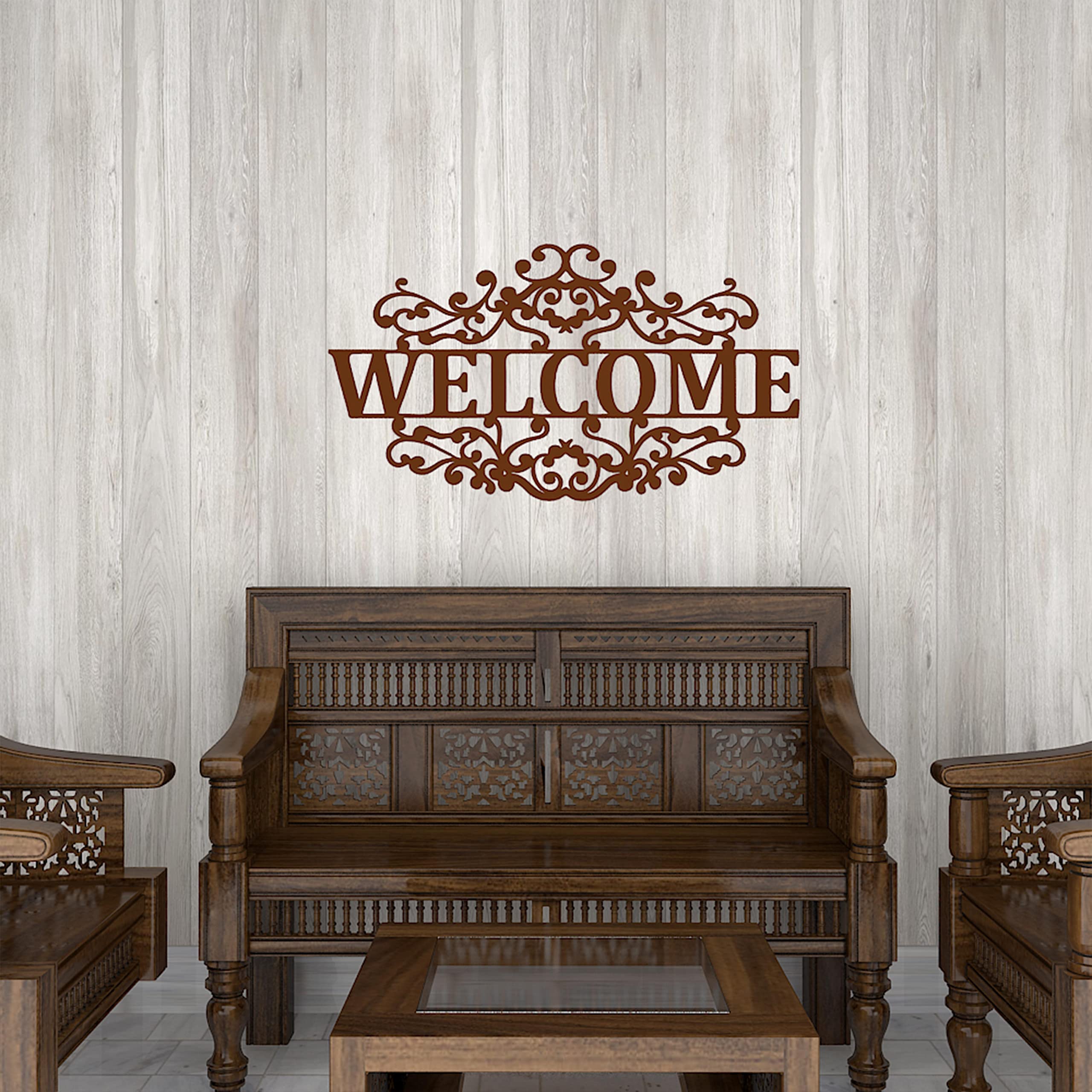 VIBECRAFTS Welcome MDF Wooden Wall Hanger for Home Decor|Office|Gift (WHVC1Pcs1_50008)