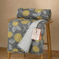 Trance Home Linen Premium 100% Cotton Dohar for Double Bed | 150 GSM | Reversible Ac Comforter | Light Weight All Season Soft Blanket (84x88 Inches | Grey Yellow Abstract) Kafalo
