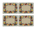 Galaxy Home Decor Dining Table 4 Table Mats ( Mat 13x18 inches ) Washable Cotton Linen Mat Jacquard Fabric, Multicolor (Fruits Design, 4 Mats) Kafalo