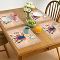 PRAKARTIK BY INDUARTS Dining Table Mats Set of 4 - Elephant Ethnic Theme,Digital Print, Washable, Indoor/Outdoor, Heat-Proof, Water Resistant, Wipe & Clean (47X33 cm) Cream Kafalo
