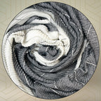FAHABO Scarf for Women Stylish Pleated Cotton with Woven Border | Hijab Scarf | Stole | Soft, Lightweight, and Latest Scarves | 77 x 33 Inches (Dark Grey and White)