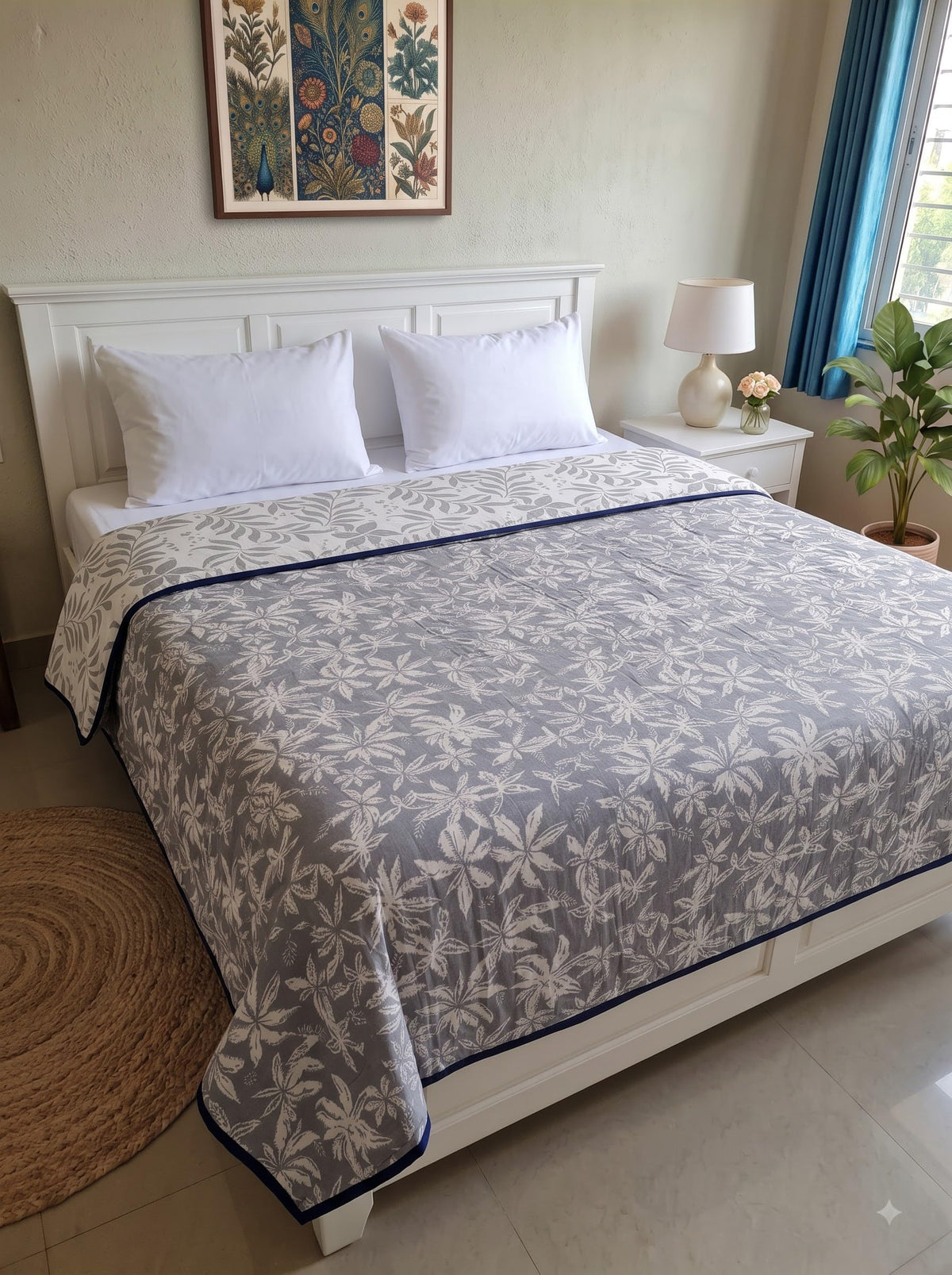 Mafatlal Sparsh Double Bed Cotton Dohar, 150 GSM Malmal Cotton, Reversible AC Blanket, Ultra-Soft & Breathable Cotton Blanket for All-Season Use, 210 x 240 Inch, Kafalo