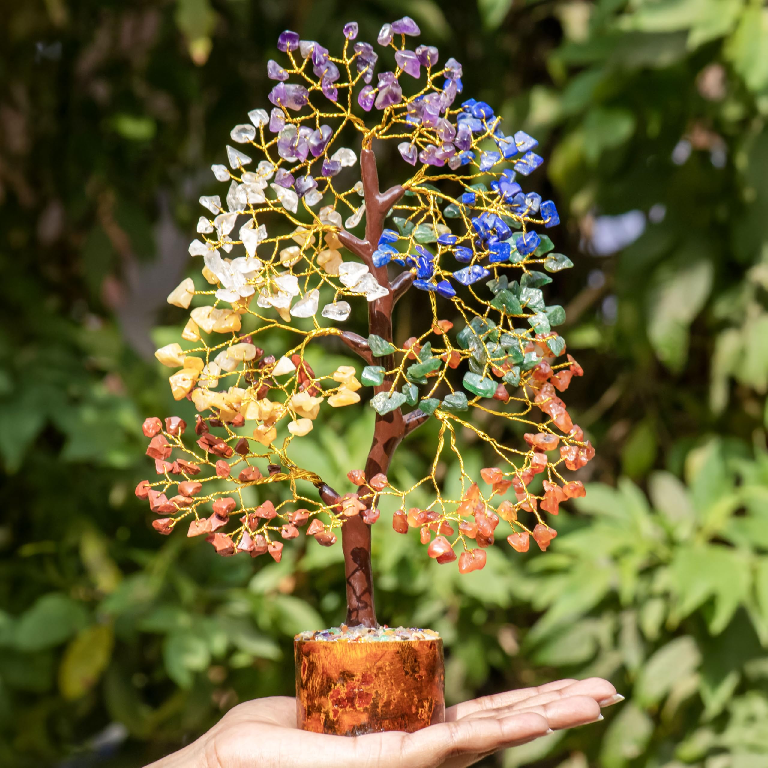 HindCraft Seven Chakra Crystal Tree for Prosperity & Positive Energy | Feng Shui Artificial Tree for Living Room & Office Décor | Perfect Housewarming for Men & Women