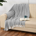 SASHAA World Cotton Striped Super Soft & Breathable Throw Blanket | Black Throw Blanket | 200 x 150 cm-100 TC Kafalo