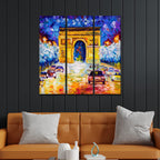 VIBECRAFTS Famous Arc De Trimphe 3 Pieces Canvas Wall Painting Fitted With Wooden Frame For Home | Office | Living Room | Gifts (PTVC3Pcs1_9523)