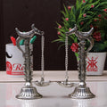 Parrot Design Metal Hanging with Chain Diya Pair of Parrot Design