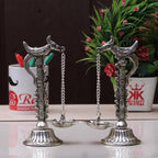Parrot Design Metal Hanging with Chain Diya Pair of Parrot Design