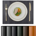 Encasa XO Faux Leather Dining Table Placemats, Water Repellent Navy Blue Kafalo